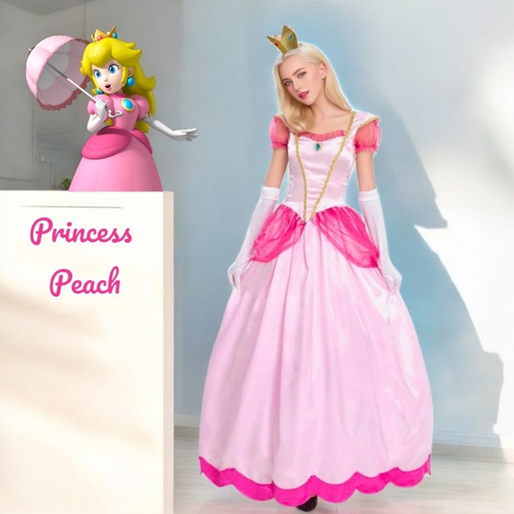 Women's Princess Peach Cosplay, Various Sizes, New - Picture 3 of 13